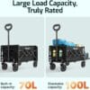 Collapsible Wagon Cart Max 350lb Load & Expandable Storage 100L