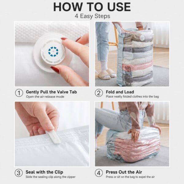 3 PACK No-Pump Vacuum Storage Bags-Free Shipping