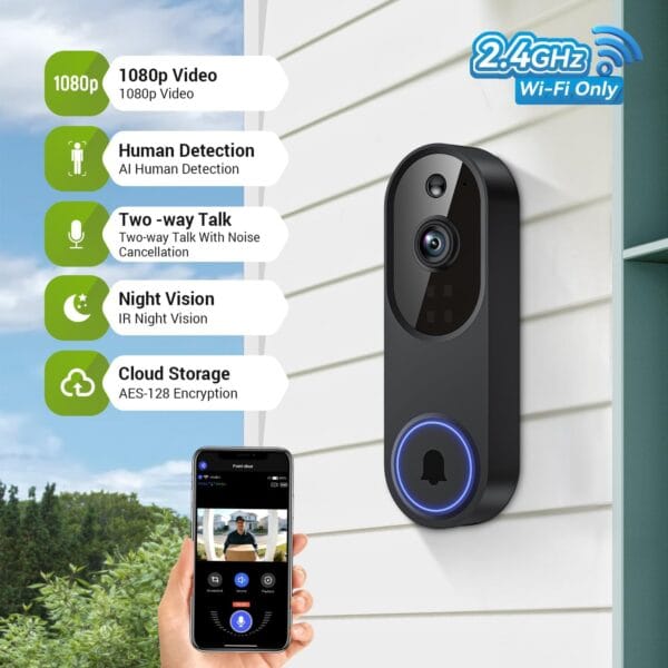 71t+oiUr-tL._AC_SL1500_ Lunelyx 1080P Wireless Video Doorbell Camera