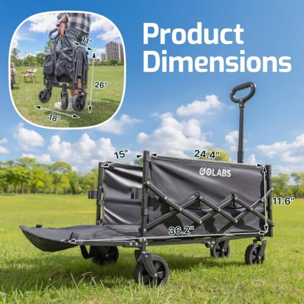 Collapsible Wagon Cart Max 350lb Load & Expandable Storage 100L