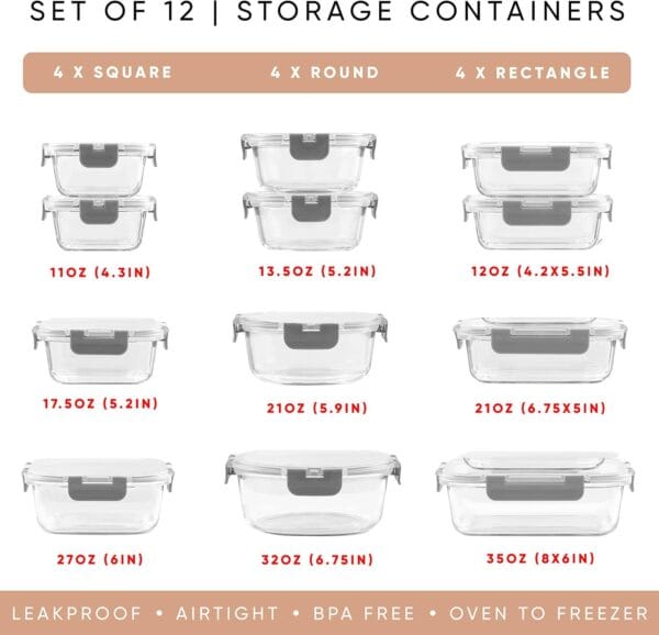 81g52b0MIQL._AC_SL1500_.jpg 24 Piece Glass Food Storage Containers with Lids-Gray