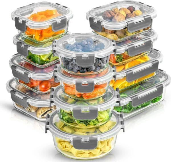 91ds16mRWLL._AC_SL1500_.jpg 24 Piece Glass Food Storage Containers with Lids-Gray