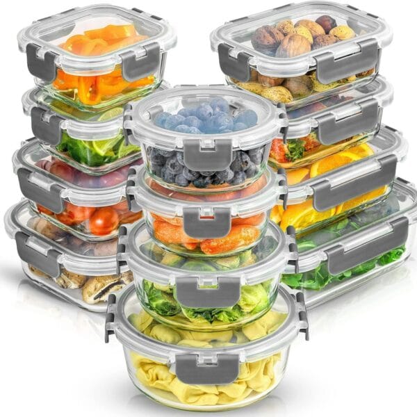 91ds16mRWLL._AC_SL1500_.jpg 24 Piece Glass Food Storage Containers with Lids-Gray
