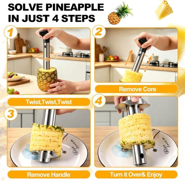 Pineapple Corer and Slicer Stainless Steel Pineapple Cutter and Corer