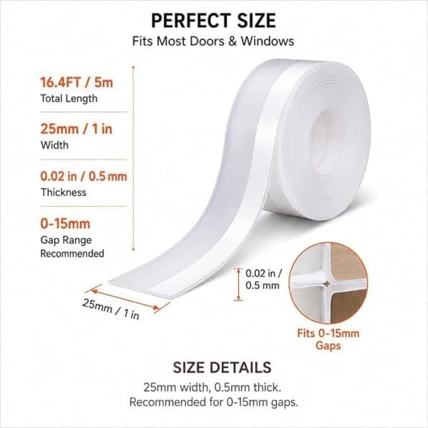517HG4QaGWL._AC_ 16.4FT Weather Stripping Door Seal, Clear Silicone Door Seal Strip for Door Frame