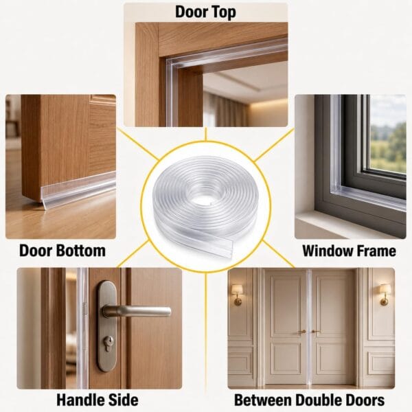 71Y7P1+V4+L._AC_SL1254_ 16.4FT Weather Stripping Door Seal, Clear Silicone Door Seal Strip for Door Frame